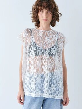 Vrg Grl Devyn Sequin Lace Top White